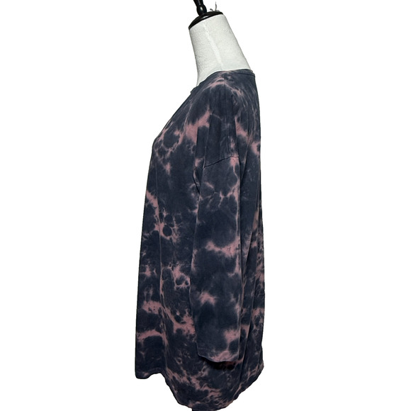 Pure Jill Dress Large Pink Gray Cloud Tie Dye Mini V-Neck Long Sleeve Pullover - Picture 4 of 9